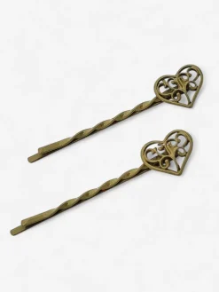 Akcesoria Do Włosów^Royalfashion Wsuwki do włosów z serduszkami khaki