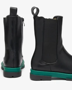 Botki Z Delikatnym Ociepleniem|Botki Na Płaskim Obcasie^Royalfashion Wysokie botki damskie z kwadratowym noskiem w kolorze czarno-m Litepi zielony