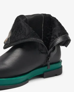 Botki Z Delikatnym Ociepleniem|Botki Na Płaskim Obcasie^Royalfashion Wysokie botki damskie z kwadratowym noskiem w kolorze czarno-m Litepi zielony