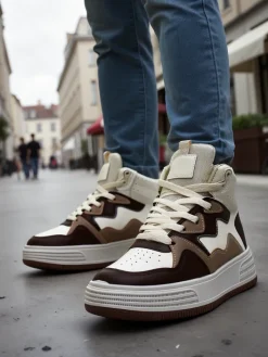 Sneakersy^Royalfashion Wysokie damskie buty sportowe Quiedy brązowy