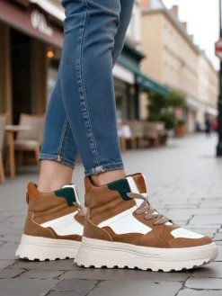 Sneakersy^Royalfashion Wysokie damskie buty sportowe Geeky brązowy