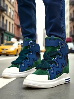 Sneakersy^Royalfashion Wysokie sportowe buty damskie z ukrytym koturnem Oblaffi Ecru