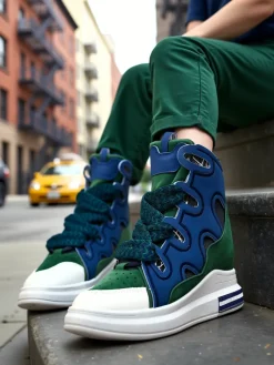 Sneakersy^Royalfashion Wysokie sportowe buty damskie z ukrytym koturnem Oblaffi Ecru