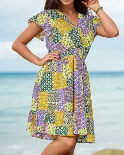 Sukienki Letnie|Sukienki Krótkie^Royalfashion Wzorzysta damska sukienka mini Wielokolorowe