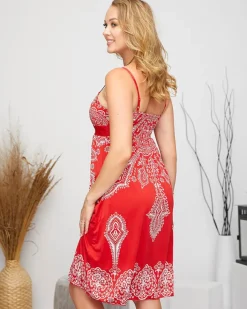 Sukienki Letnie|Sukienki Krótkie^Royalfashion Wzorzysta damska krótka sukienka w kolorze m czerwony