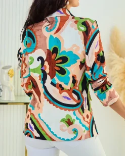 Bluzy|Kurtki / Marynarki / Płaszcze^Royalfashion Wzorzysta marynarka damska Wielokolorowe