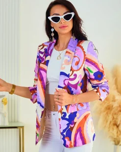 Bluzy|Kurtki / Marynarki / Płaszcze^Royalfashion Wzorzysta marynarka damska Wielokolorowe