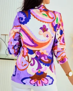 Bluzy|Kurtki / Marynarki / Płaszcze^Royalfashion Wzorzysta marynarka damska Wielokolorowe