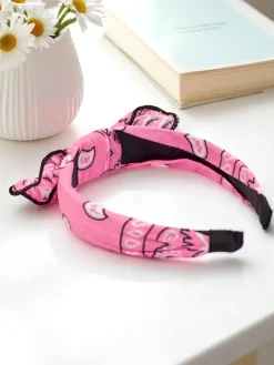 Akcesoria Do Włosów^Royalfashion Wzorzysta opaska do włosów z kokardką Mila różowy