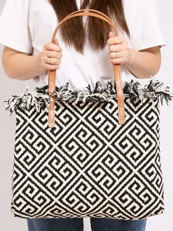 Torebki Shoppers|Wiklinowe I Słomiane^Royalfashion Wzorzysta pleciona torebka shopper