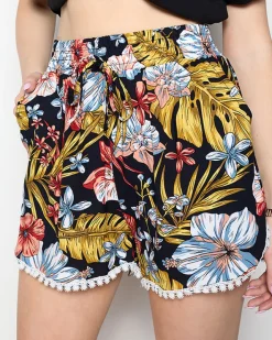 Szorty|Krótkie Spodenki^Royalfashion Wzorzyste czarno- żółte damskie szorty PLUS SIZE czerwony