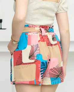 Szorty|Krótkie Spodenki^Royalfashion Wzorzyste różowe damskie materiałowe krótkie spodenki różowy