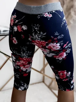 Spodenki 3/4|Krótkie Spodenki^Royalfashion Wzorzyste spodenki damskie 3/4 w kolorze granatowo- czerwonym Granatowy