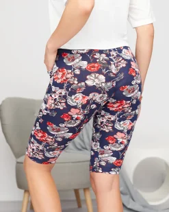 Spodenki 3/4|Krótkie Spodenki^Royalfashion Wzorzyste spodenki damskie 3/4 w kolorze granatowo- czerwonym Granatowy