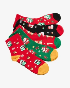 Skarpetki^Royalfashion Wzorzyste świąteczne skarpety damskie 5/pak Wielokolorowe