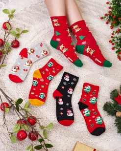 Skarpetki^Royalfashion Wzorzyste świąteczne skarpety damskie 5/pak Wielokolorowe