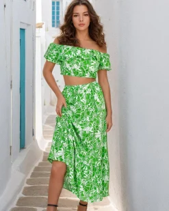 Komplety Damskie^Royalfashion Wzorzysty damski komplet zielony