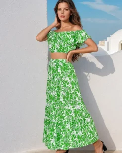 Komplety Damskie^Royalfashion Wzorzysty damski komplet zielony