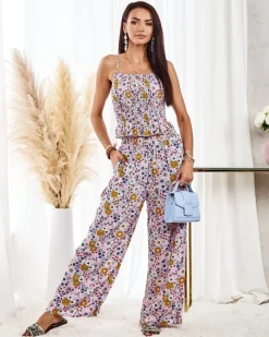 Komplety Damskie^Royalfashion Wzorzysty damski komplet w kolorze m różowy