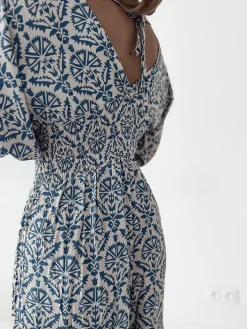 Spodnie Materiałowe|Kombinezony^Royalfashion Wzorzysty kombinezon damski Ecru