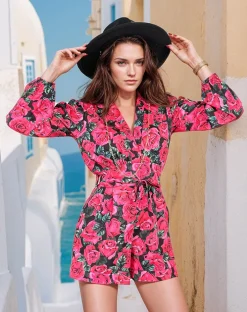 Kombinezony^Royalfashion Wzorzysty kombinezon damski Wielokolorowe