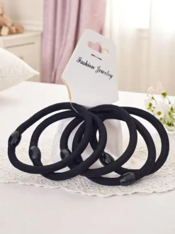 Akcesoria Do Włosów^Royalfashion Zestaw 5 czarnych gumek do włosów Nerov
