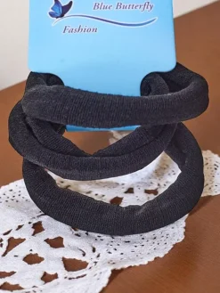 Akcesoria Do Włosów^Royalfashion Zestaw 3 czarnych gumek do włosów Nero