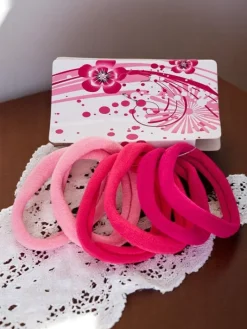 Akcesoria Do Włosów^Royalfashion Zestaw 6 ch gumek do włosów Colora różowy