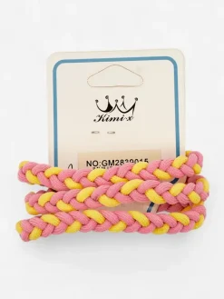 Akcesoria Do Włosów^Royalfashion Zestaw plecionych kolorowych gumek do włosów 3pak różowy