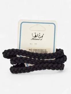 Akcesoria Do Włosów^Royalfashion Zestaw plecionych kolorowych gumek do włosów 3pak czarny