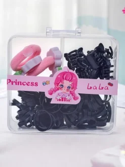 Akcesoria Do Włosów^Royalfashion Zestaw spineczek i gumeczek do włosów dziecięcych MiniJoy czarny