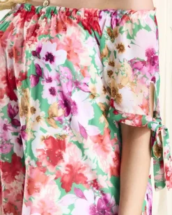 Sukienki Letnie|Sukienki Krótkie^Royalfashion Zielona damska sukienka a'la hiszpanka z kolorowymi kwiatami zielony