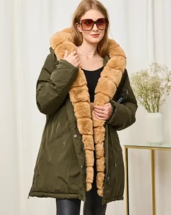 Plus Size|Kurtki / Marynarki / Płaszcze^Royalfashion Zielona kurtka zimowa damska PLUS SIZE zielony