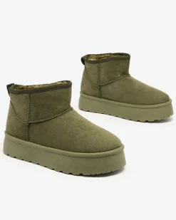 Śniegowce|Botki Z Delikatnym Ociepleniem^Royalfashion Zielone buty śniegowce damskie na platformie Ersinella zielony