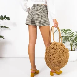 Szorty|Krótkie Spodenki^Royalfashion Zielone damskie spodenki w kratkę zielony