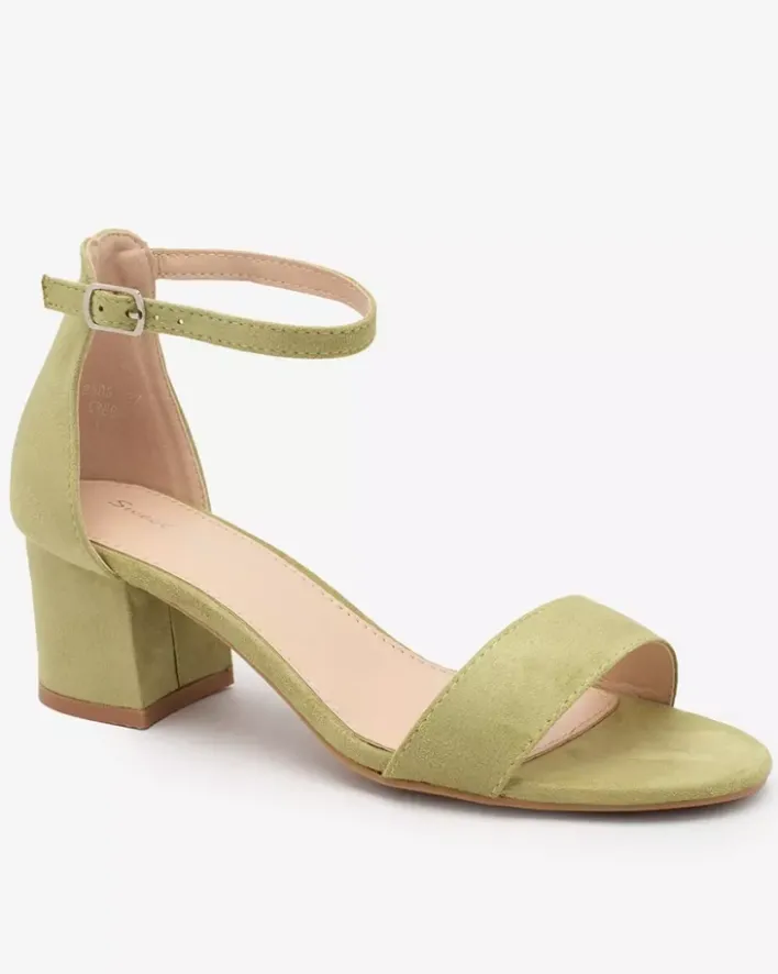 Buty Na Wielkie Wyjście|Sandały Na Słupku^Royalfashion Zielone damskie sandałki na niskim słupku Mesteri zielony