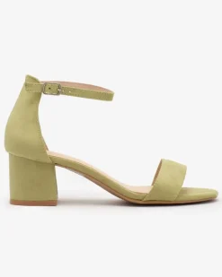 Buty Na Wielkie Wyjście|Sandały Na Słupku^Royalfashion Zielone damskie sandałki na niskim słupku Mesteri zielony