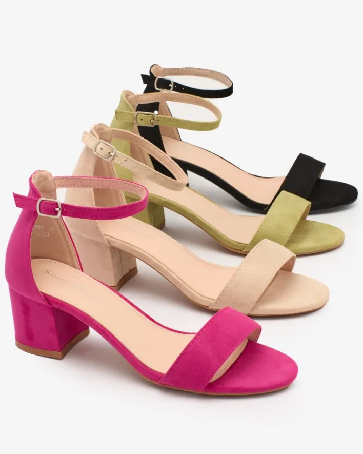 Buty Na Wielkie Wyjście|Sandały Na Słupku^Royalfashion Zielone damskie sandałki na niskim słupku Mesteri zielony