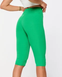 Spodenki 3/4|Krótkie Spodenki^Royalfashion Zielone damskie prążkowane legginsy kolarki zielony