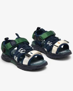 Chłopięce^Royalfashion Zielone dziecięce sandałki na rzepy Meteris Granatowy