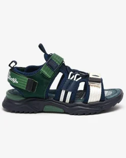 Chłopięce^Royalfashion Zielone dziecięce sandałki na rzepy Meteris Granatowy