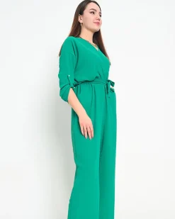 Kombinezony^Royalfashion długi kombinezon damski zielony