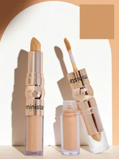 Twarz^Royalfashion Rozświetlacz w sztyfcie i korektor w płynie do twarzy 2w1 Golden Biscut