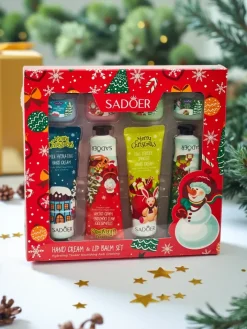 Dłonie|Twarz^Royalfashion Sadoer Świąteczny zestaw kremów do rąk i balsamów do ust
