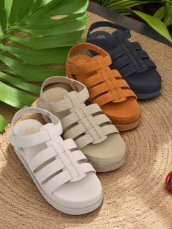 Sandały Płaskie^Royalfashion Sandały damskie Heraclea na platformie czarne z ekoskóry czarny