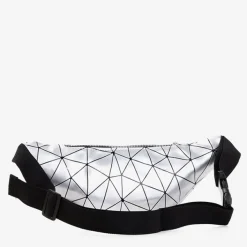 Nerki I Saszetki^Royalfashion Srebrna torebka typu nerka z geometrycznym wzorem- Akcesoria srebrny