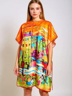 Narzutka Plażowa|Bluzki / Koszule / Koszulki^Royalfashion Sukienka Pareo Callista – Wielokolorowa inspiracja sztuką włoską Wielokolorowe