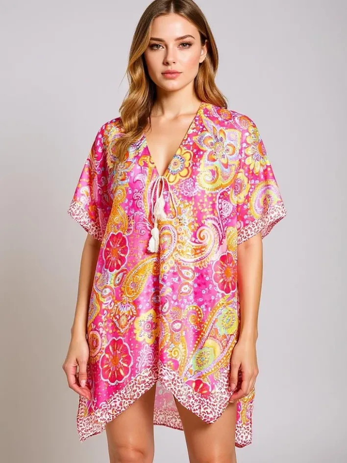 Narzutka Plażowa|Bluzki / Koszule / Koszulki^Royalfashion Sukienka Pareo Callista – Kolorowa, Zwiewna, Dekolt V, Uniwersalny Wielokolorowe