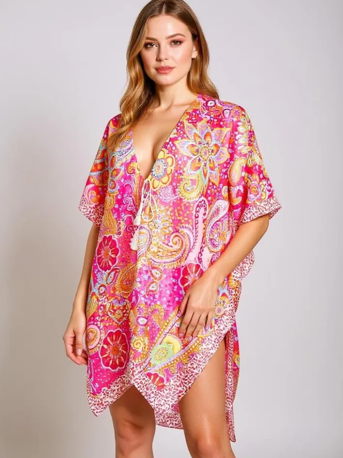 Narzutka Plażowa|Bluzki / Koszule / Koszulki^Royalfashion Sukienka Pareo Callista – Kolorowa, Zwiewna, Dekolt V, Uniwersalny Wielokolorowe