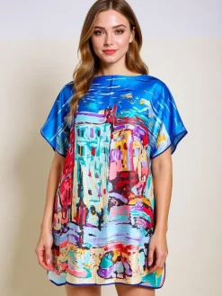 Narzutka Plażowa|Bluzki / Koszule / Koszulki^Royalfashion Sukienka pareo Demetria – wielokolorowa, uniwersalna, do kolana Wielokolorowe